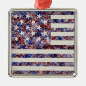 Kleurrijke Star-Spangled Banner America Vlag Metalen Ornament (Voorkant)