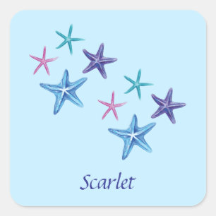 kleurrijke Starfish schrijven Vierkante Sticker