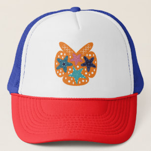 Kleurrijke Starfishes met oranje kleur achtergrond Trucker Pet