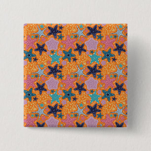Kleurrijke Starfishes Vierkante Button 5,1 Cm