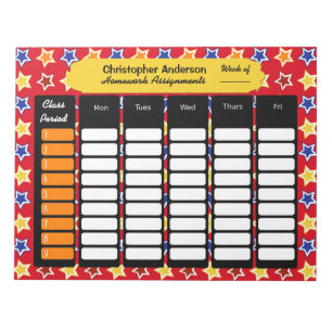 Kleurrijke stars Homework-toewijzing Blocnote