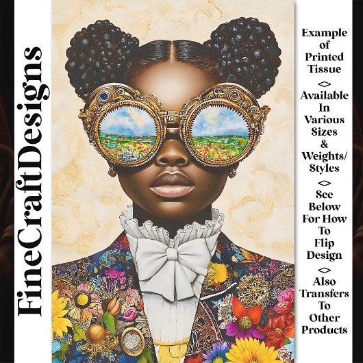 Kleurrijke Steampunk Donkere Huid Meisje AD3P Deco Tissuepapier