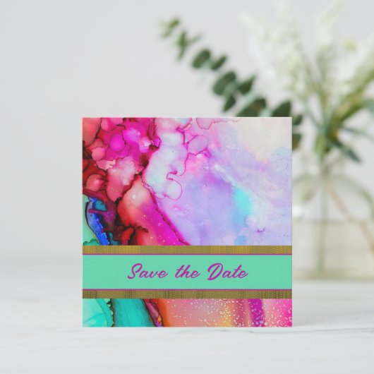 Kleurrijke steen Bewaar de datum Save The Date (Staand voorkant)