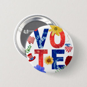 Kleurrijke stem Amerikaanse vlag adelaar bloem wit Ronde Button 5,7 Cm