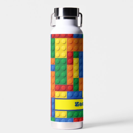 Kleurrijke stenen bouwstenen gepersonaliseerd waterfles (Voorkant)
