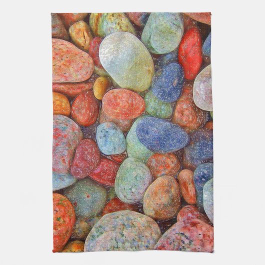 Kleurrijke stenen, kebbels, rotsen theedoek (Verticaal)