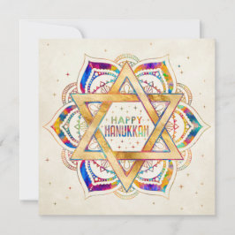 Kleurrijke ster van David Mandala Happy Hanukkah Kaart