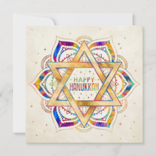 Kleurrijke ster van David Mandala Happy Hanukkah Kaart
