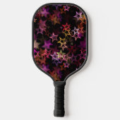 Kleurrijke sterren dansen grillig pickleball paddle (Achterkant)