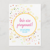 Kleurrijke sterren en Confetti Zwangerschap Aankon Briefkaart (Voorkant)