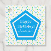 Kleurrijke sterren jongens 4e verjaardag bedankjes labels (Voorkant)