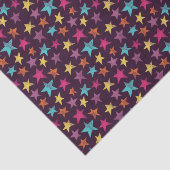 Kleurrijke sterren op donker Paarse patroon Tissuepapier (Detail)