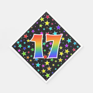Kleurrijke sterren + regenboogpatroon "17" Event # Servet