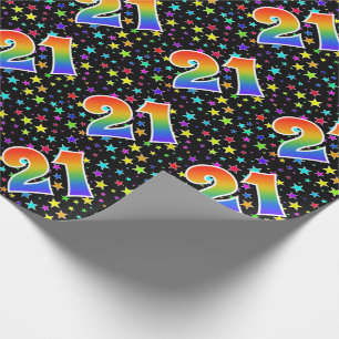 Kleurrijke sterren + regenboogpatroon "21" Event # Cadeaupapier