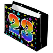 Kleurrijke sterren + regenboogpatroon "23" Event # Groot Cadeauzakje (Voorkant Gekanteld)