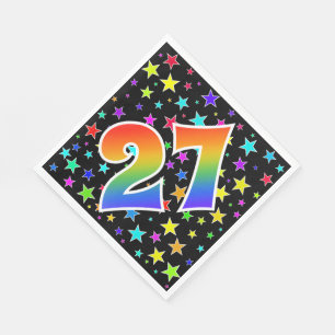 Kleurrijke sterren + regenboogpatroon "27" Event # Servet