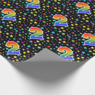 Kleurrijke sterren + regenboogpatroon "2" Event # Cadeaupapier