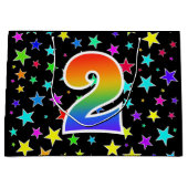 Kleurrijke sterren + regenboogpatroon "2" Event # Groot Cadeauzakje (Voorkant)
