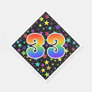 Kleurrijke sterren + regenboogpatroon "33" Event # Servet