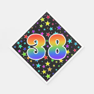 Kleurrijke sterren + regenboogpatroon "38" Event # Servet