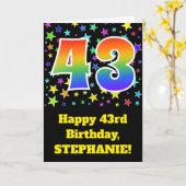 Kleurrijke sterren + regenboogpatroon "43" Birthda Kaart (Gele Bloem)