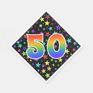 Kleurrijke sterren + regenboogpatroon "50" Event # Servet