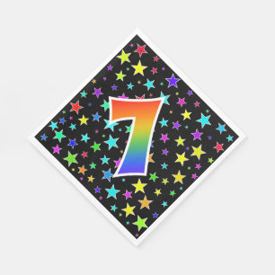 Kleurrijke sterren + regenboogpatroon "7" Event # Servet