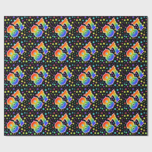 Kleurrijke sterren + regenboogpatroon "87" Event # Cadeaupapier (Vlak)