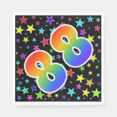 Kleurrijke sterren + regenboogpatroon "88" Event # Servet (Voorkant)