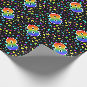 Kleurrijke sterren + regenboogpatroon "8" Event # Cadeaupapier
