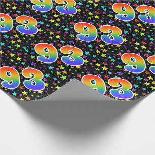 Kleurrijke sterren + regenboogpatroon "93" Event # Cadeaupapier
