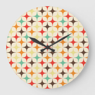 Kleurrijke sterren retro geometrisch patroon grote klok