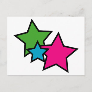 Kleurrijke sterren Roze Groen Blauw Zwart Briefkaart