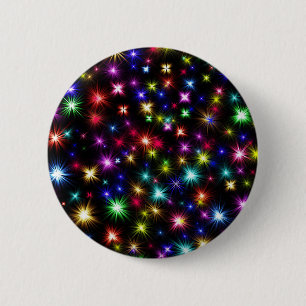 Kleurrijke sterren vuurwerk ontwerp ronde button 5,7 cm