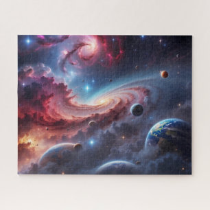 Kleurrijke sterrenstelsels planeten buitenruimte legpuzzel