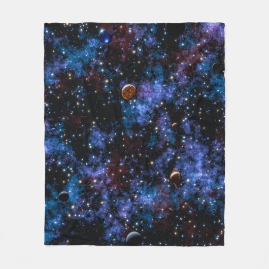 Kleurrijke sterrenstelsels, sterren en planeten fleece deken (Voorkant)