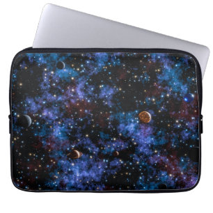 Kleurrijke sterrenstelsels, sterren en planeten in laptop sleeve