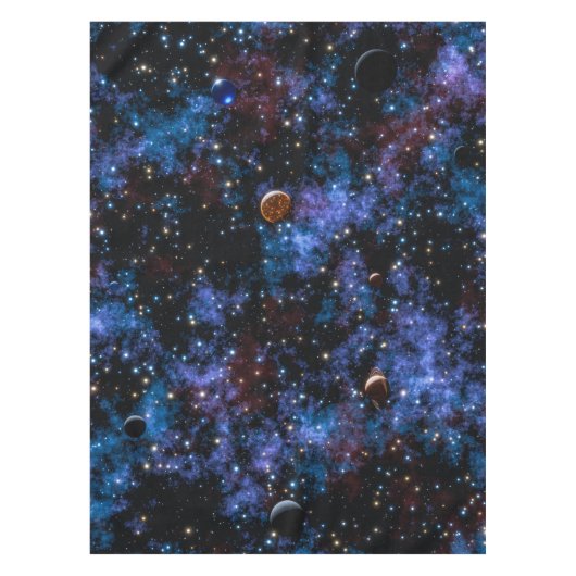 Kleurrijke sterrenstelsels, sterren en planeten tafelkleed (Voorkant)