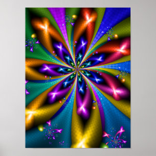 Kleurrijke stervormige fractal poster