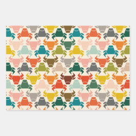 Kleurrijke stier hoofd silhouet inpakpapier