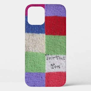 Kleurrijke stijl gebreide patchwork patroon iPhone 12 hoesje