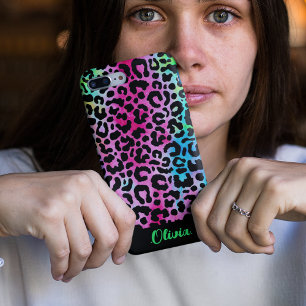 Kleurrijke Stijlvolle Luipaard Textuur Neon Vrouwe iPhone 13 Pro Max Hoesje