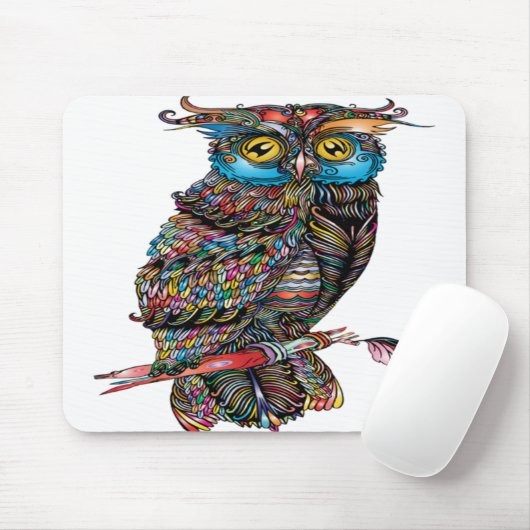 Kleurrijke, stijlvolle orwl muismat (Met muis)