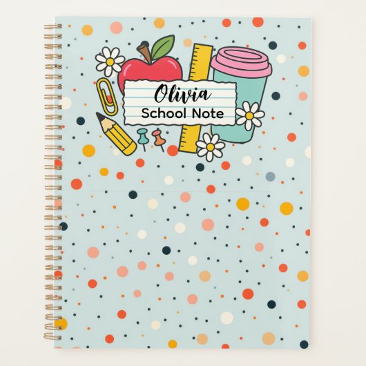 Kleurrijke Stip Terug naar School Benodigdheden Planner (Voorkant)