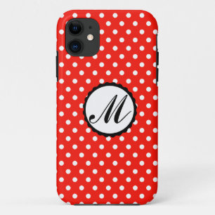 Kleurrijke Stippen Aangepast monogram rode hoofdle iPhone 11 Hoesje