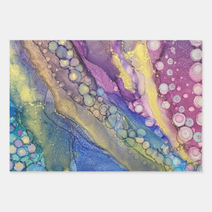 Kleurrijke Stippen Alcohol Ink Liquid Abstract Art Inpakpapier Vel