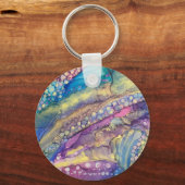 Kleurrijke Stippen Alcohol Ink Liquid Abstract Art Sleutelhanger (Voorkant)