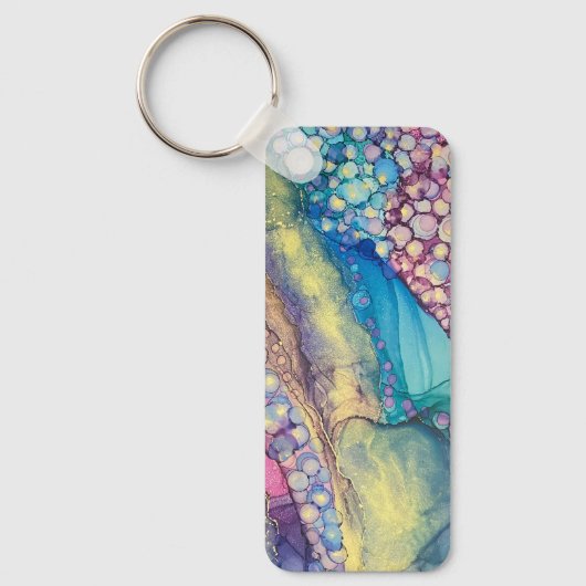 Kleurrijke Stippen Alcohol Ink Liquid Abstract Art Sleutelhanger (Voorkant)