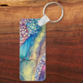 Kleurrijke Stippen Alcohol Ink Liquid Abstract Art Sleutelhanger (Achterkant)