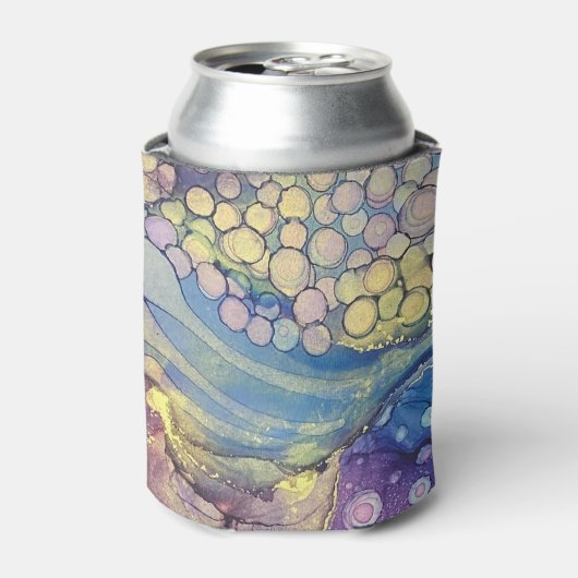 Kleurrijke Stippen Alcohol Ink Vloeibaar Abstract Blikjeskoeler (Blikje Voorkant)